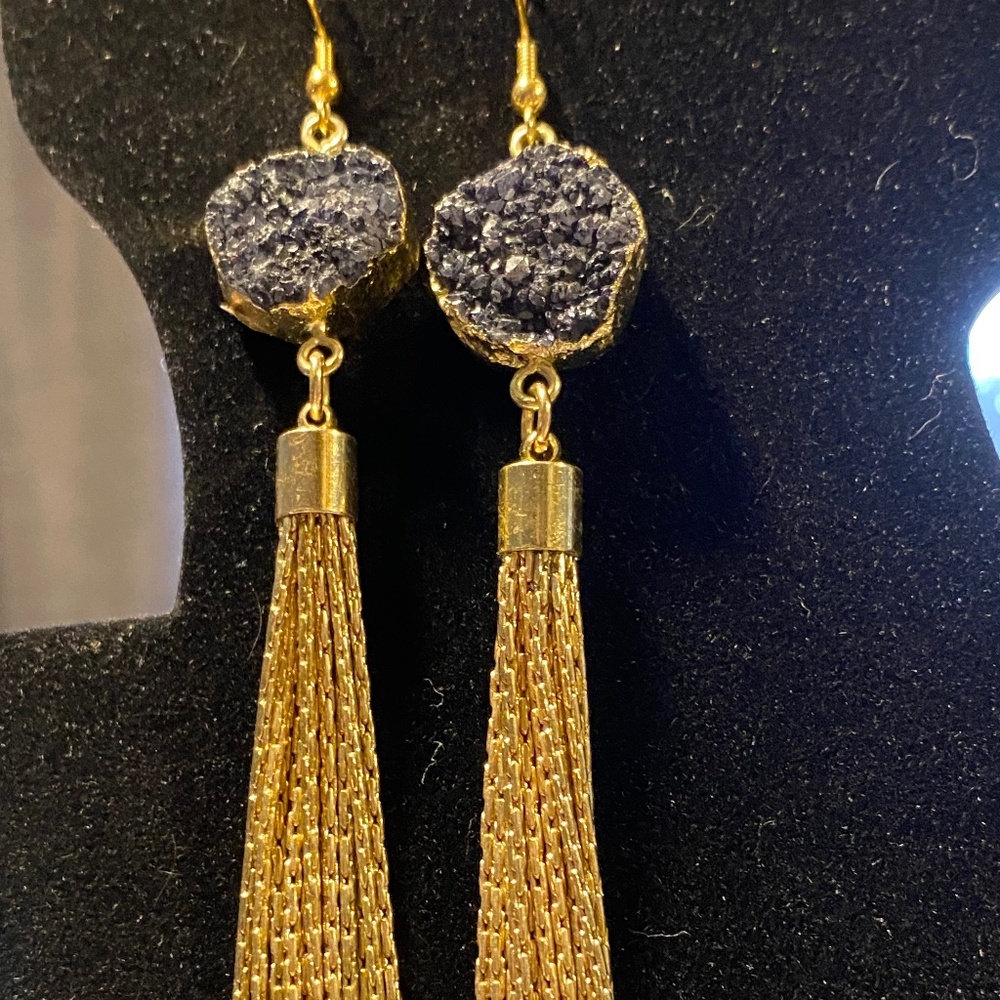Druzy Tassel Earrings